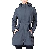 Outdoor Ventures Women's Softshell Jacket with Removable Hood Fleece Lined Windbreaker Insulated Long Warm Rain Jacket