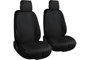 ENOGE Linen Car Seat Covers Front Seat Covers Breathable Cloth Fabric Car Seat Protector Universal Fit Most Automotive, Van, SUV, Trucks (Black, 2 Front)