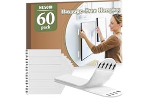 NESCCI Picture Hanging Strips,Picture Hanger Kit,Removable Damage Free,Picture Hanging Hooks,Used for Frame Hanging and Holiday Decorations.White,30-Pairs (60 Strips)