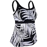 JINXUEER Women's Plus Size Swimsuit Floral Tankini Top Vintage Swimwear