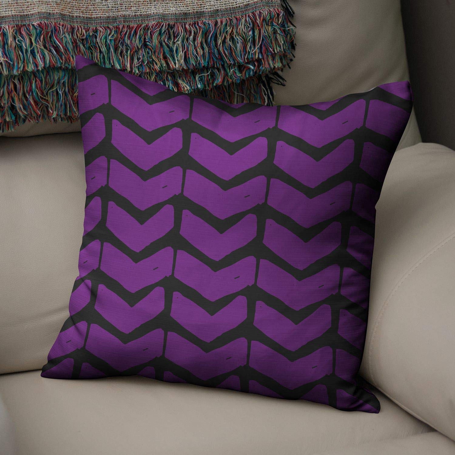 Bonamaison Decorative Cushion Cover Purple & Black, Throw Pillow Covers, Home Decorative Pillowcases for Livingroom, Sofa, Bedroom, Size: 50x50 Cm - Designed and Manufactured in Turkey