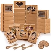 Moukiween 32 PCS Brown Soap Boxes for Homemade Soap, 3.54 X 2.36 X 1.18 Inch Soap Packaging Gift boxes with Window, Small Rectangular Soap Wrapping Boxes (Brown)