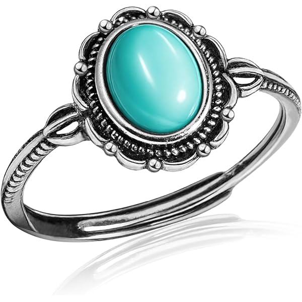 Anillos De Plata Hombre Anillo De Turquesa ~ Plata De Ley 925 ~ Hecho A Mano ~ Estilo Hippie ~ Boho ~ Joyería ~ Regalo Para Ella ~ Piedra Preciosa ~ Piedra