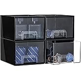 Vtopmart Black Small Stackable Storage Drawers, Cologne Organizer for Men,Plastic Containers for Vanity, Dresser,Office Desk,Bathroom Countertop Organization,Ideal for Room Decor,Gifts for Men