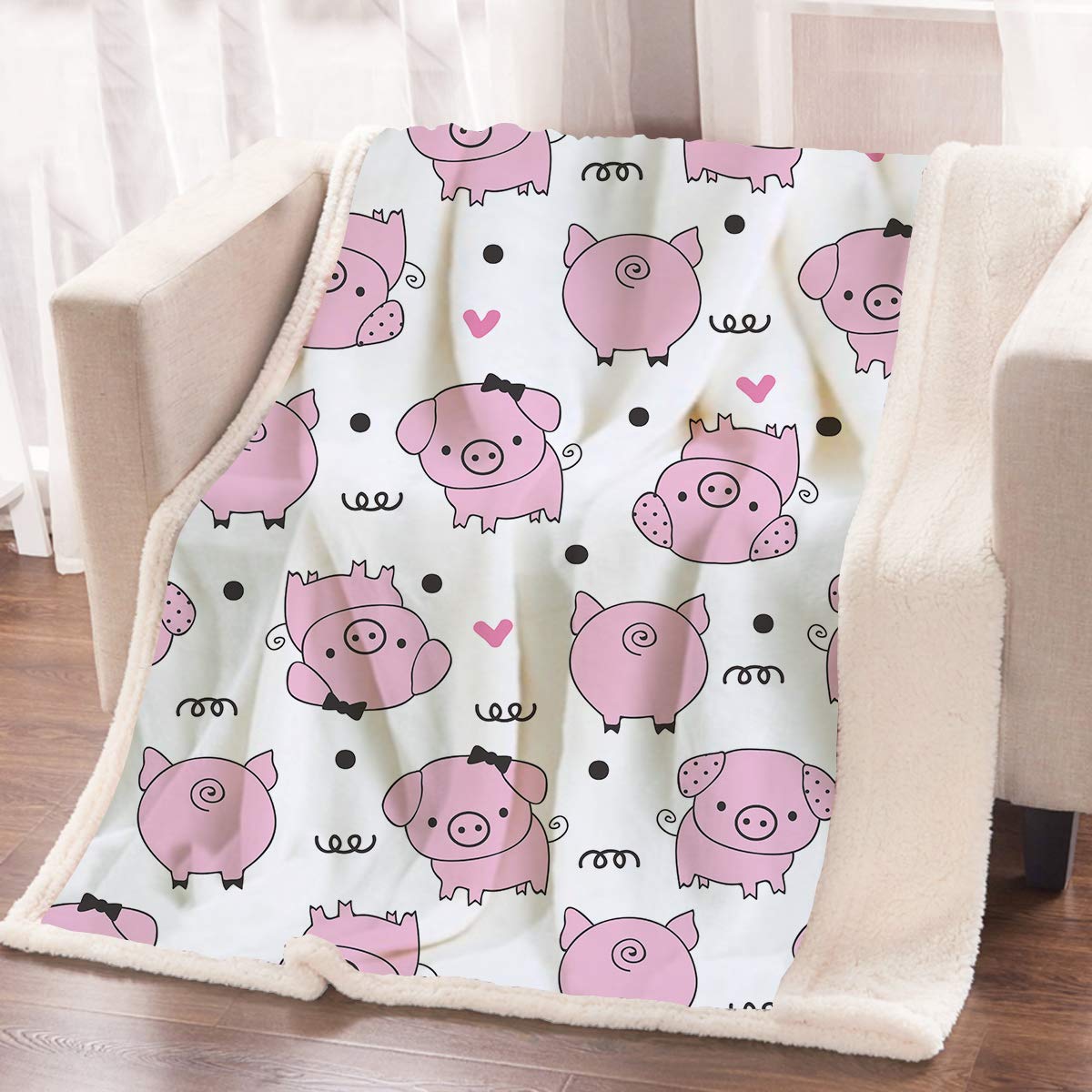 Arightexpig Blanket Pink Pig Throw Blanket Cozy Soft Fleece