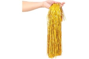 Gloreyan 2500 Strands Christmas Tinsel Icicles Golden Iridescent Tinsel Foil Fringe Icicles Christmas Tree Tinsel Decoration for Christmas Birthday Wedding Party Hanging Decoration