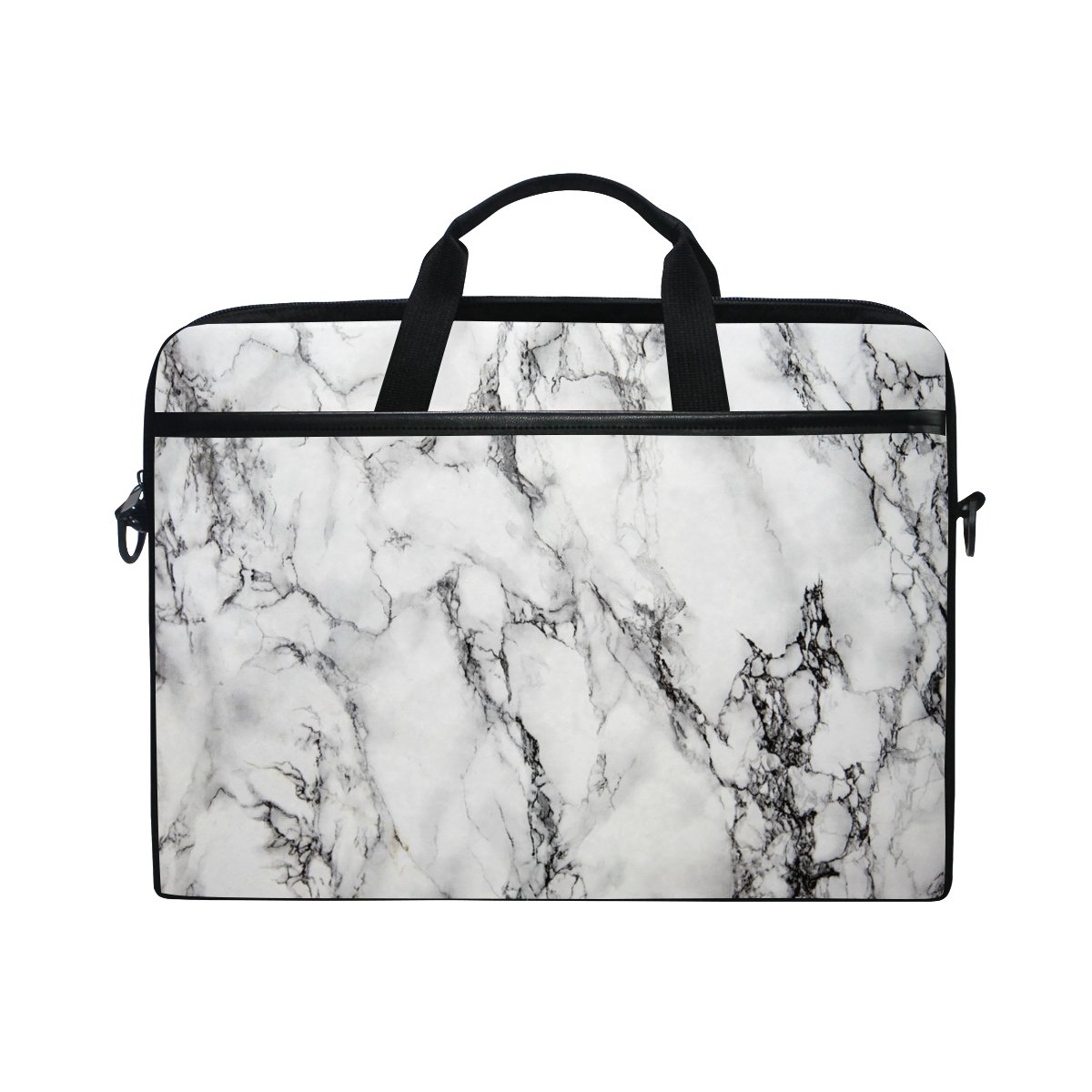 Laptop Case, Marble Printed with 3 Compartment Shoulder Strap Handle
