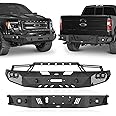 Hooke Road 09-14 F150 Front Winch Bumper + Rear Bumper for Ford F-150 2009 2010 2011 2012 2013 2014 (Excluding Raptor) Pickup Truck Texture Steel Bumpers