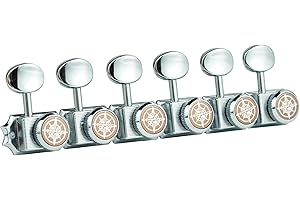 Guyker 6-in-line Vintage Guitar Lock String Tuners – Locking Tuning Key Pegs Machine Heads Replacement Parts for ST TL Style Electric Guitars Gear Ratio 1:15 – chrome