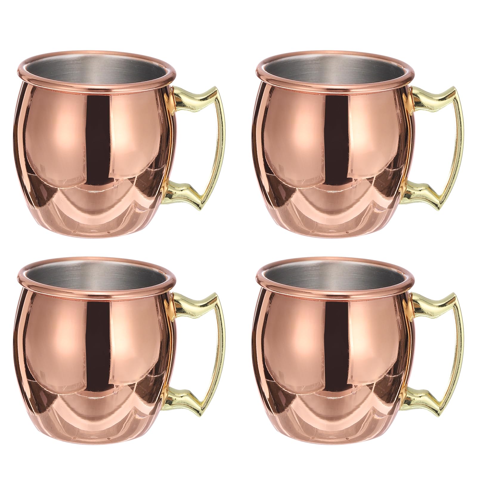 Uxcell Copper Mugs 60ml/2 OZ Mini Cocktail Mugs, 4Pcs Pure Copper Plated Stainless Steel Shot Glass, Cocktail Drinking Mugs for Party Drinking and Gift, Rose Gold