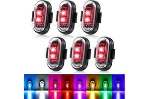 FORTULUX 6PCS Wireless LED Strobe Lights with Remote Control,8 Colors IP65 Waterproof Anti-Collision USB Charing Led strobe Light，3 brightness levels Wireless LED Lights for Car Drone Truck Motorcycle Bike
