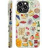 Case Compatible with iPhone 14 Pro Max,Hybrid 2-Layer Hard Shell,Shockproof Soft for Girl Women,Aesthetic Fruit Vegetables Watercolor