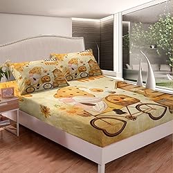 Honey Bee Gnome Bedding Set Full,Retro Wooden House