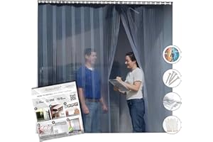 Acepunch Set PVC Curtain Plastic Strip Thermal Door Cover Clear Screen Commercial Freezers Warehouse Vinyl Waterproof Insulation Room Transparent 24 x 84 in (2 x 7 ft.) AP1173