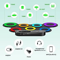 VerkTop Electric Drum Set Built-in Speaker, Kids