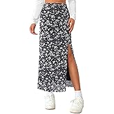 Avanova Women's Mesh Slit Split Long Skirts High Waisted Sexy Summer Maxi Skirts