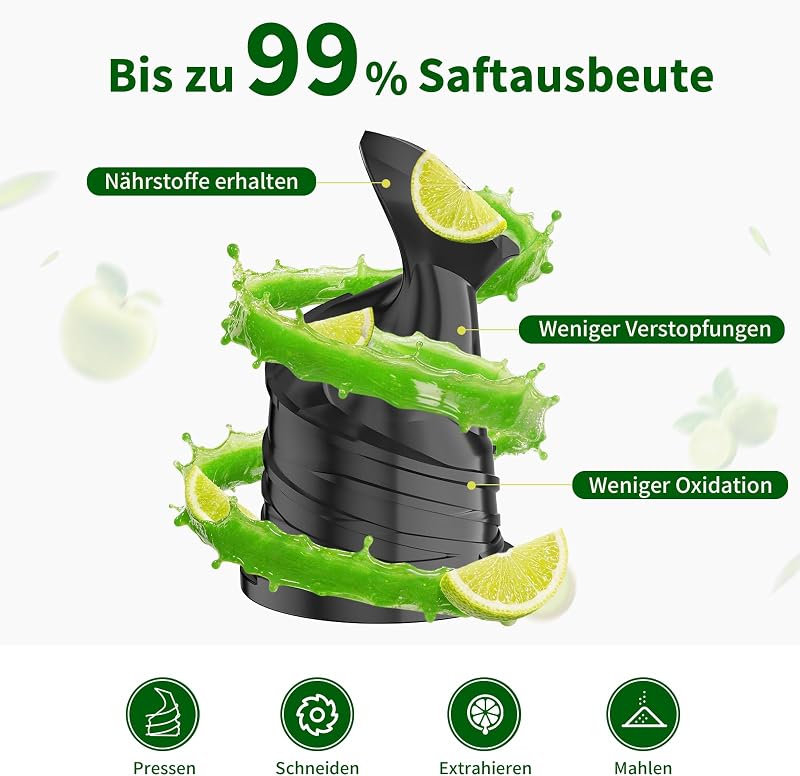 SJ-065 Entsafter Slow Juicer, 400W, 152 mm XL-Einfüllschacht — Foto 4 von 8
