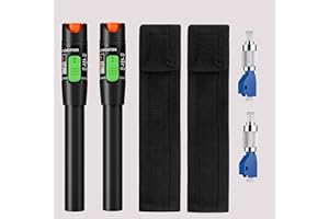 CROVIC 2 PCS Visual Fault Locator 30MW (FC to LC Connector Included) VFL 30 KM,Optical Fiber Cable Fault Tester, Optical Fiber Red Light, Suitable for FC SC ST 2.5mm Universal Fiber Connector