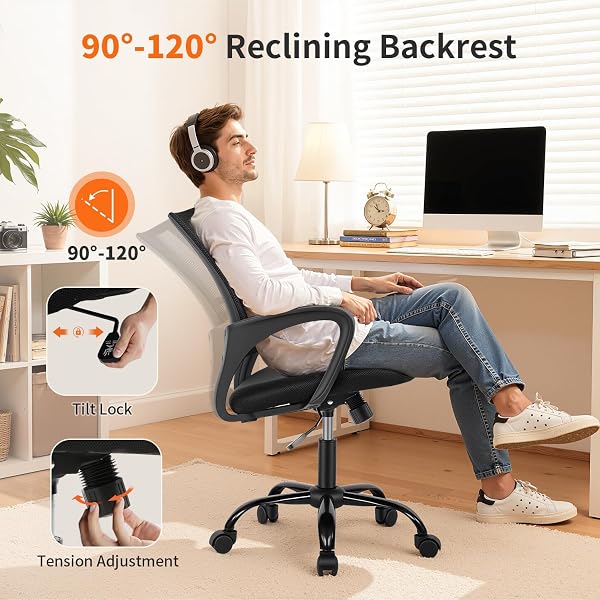 BESTOFFICE OFFICE CHAIR ERGONOMIC CHEAP DESK CHAIR MESH COMPUTER CHAIR LUMBAR SUPPORT MODERN EXECUTIVE ADJUSTABLE STOOL ROLLING SWIVEL CHAIR FOR BACK PAIN (BLACK)