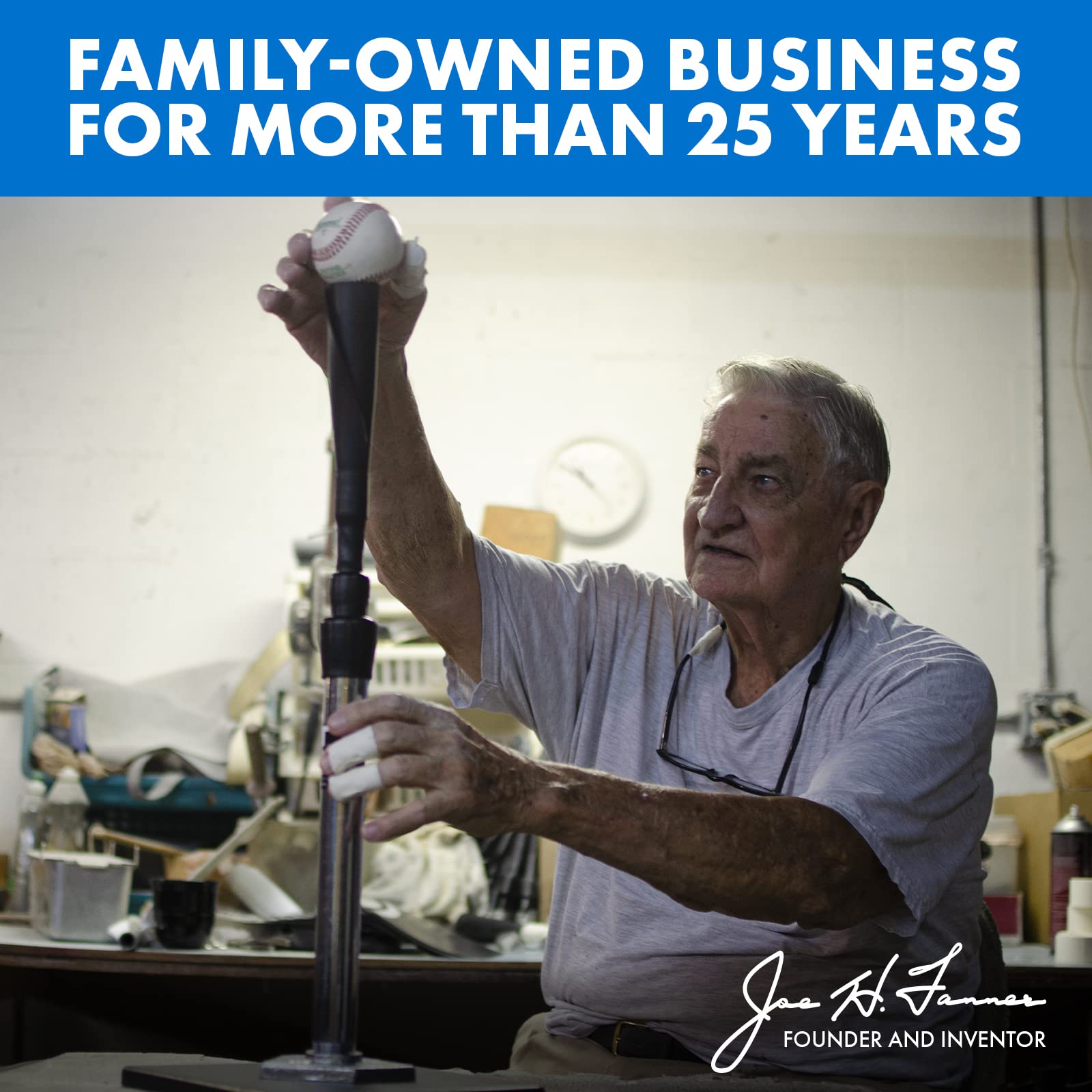 Tanner Tee The Original Batting Tee – Adjustable Pro Hitting Tee for Baseball & Softball, Steel Shaft, Composite Base, Hand-Rolled Rubber Top, 26