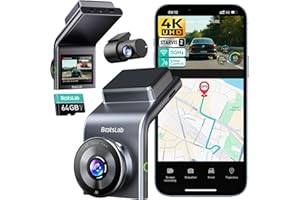BOTSLAB 4K Dual Dash Cam Front and Rear, STARVIS 2 Sensor, Voice Command, 64GB Card Included, 5GHz WiFi Dash Camera for Cars,