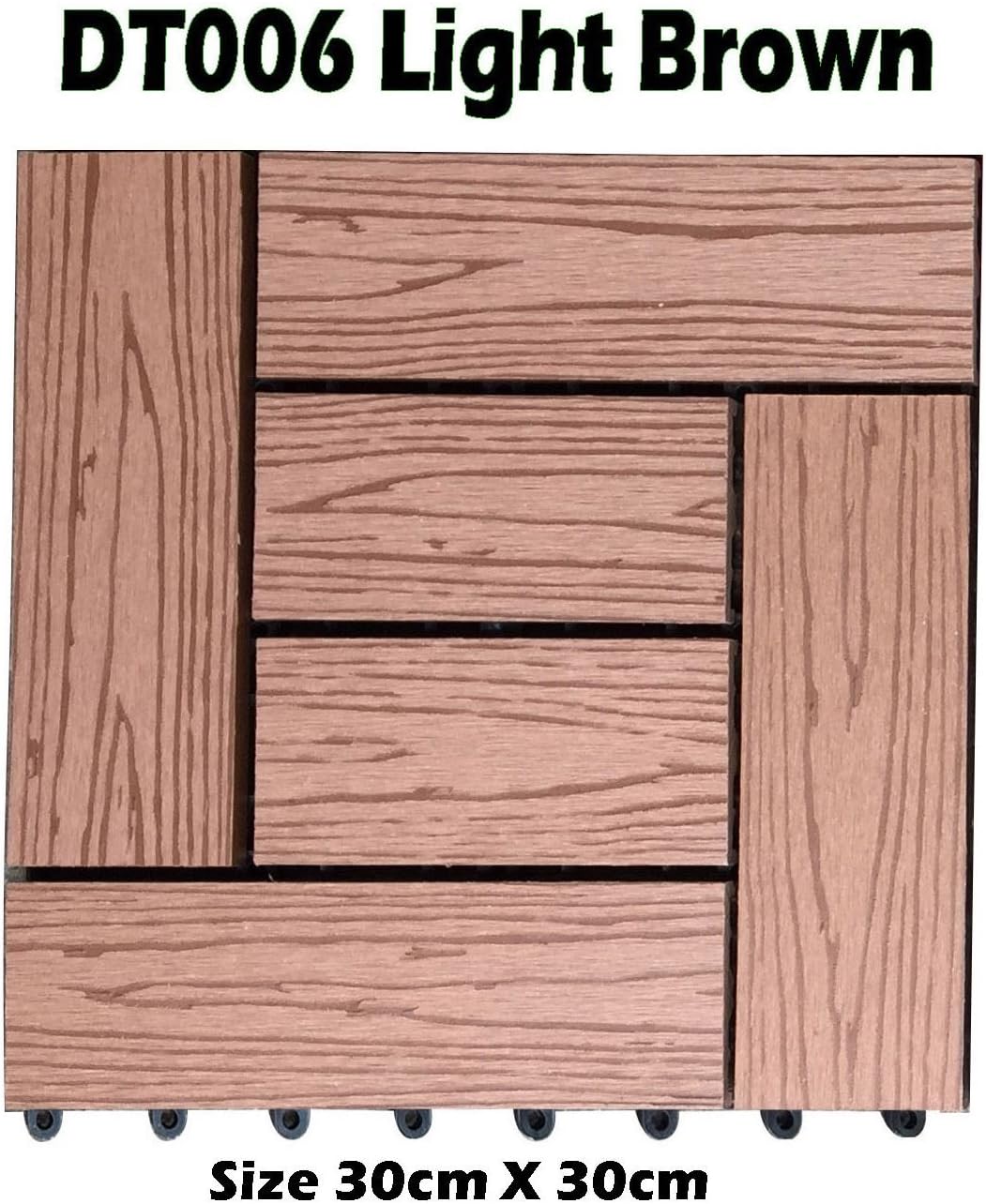 30CM 11PC WOODEN DECKING TILES DECK EASY CLICK SLABS GARDEN OUTDOOR PATIO FLOOR