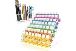 LASZOLA 7 Layers Paint Bottle and Brush Storage Holder Organizer, Acrylic Miniature Painting Set Display Stand with 3 Compart
