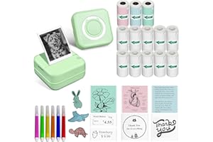 Aptika Mini Printer - Portable Sticker Maker with 14 Rolls Self-Adhesive Thermal Papers, Inkless Label Maker Machine for Stud