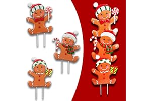 3 Pack Metal Christmas Yard Signs Decor for Multiple Stacked,Voumsil Christmas Yard Stakes with Gingerbread Man Fall Yard Decor for Outside Garden Yard Lawn Porch
