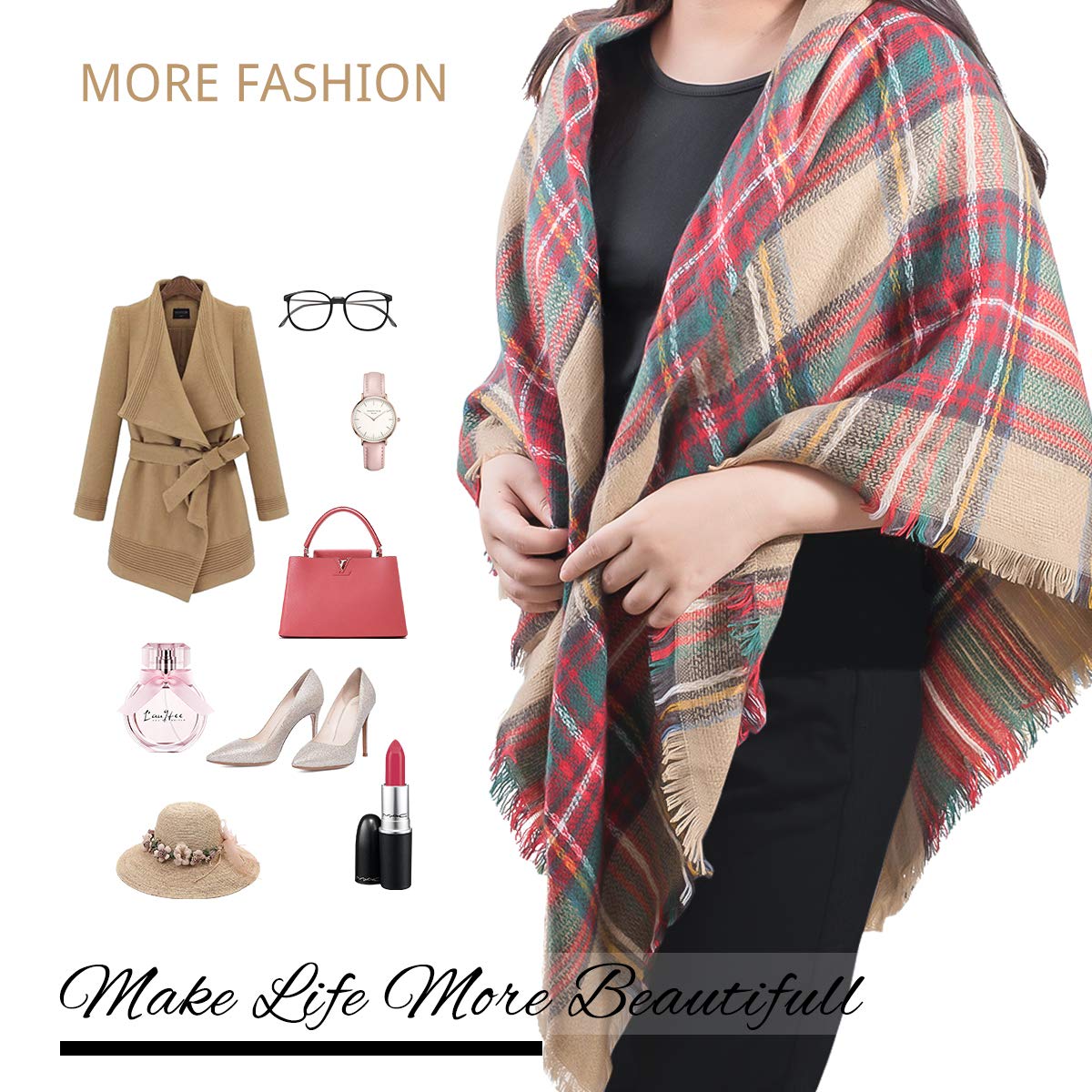 Blanket Scarf for Women, FollowYT Winter Plaid Blanket Scarf Oversized Cozy Tartan Scarf Wrap Shawl Scarves Blanket Scarf for Women, FollowYT Winter Plaid Blanket Scarf Oversized Cozy Tartan Scarf Wrap Shawl Scarves