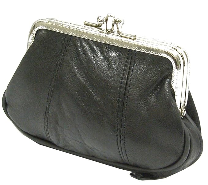 Leather Coin Purse Kiss Lock Framed Mini Wallet Credit Card Holder Case