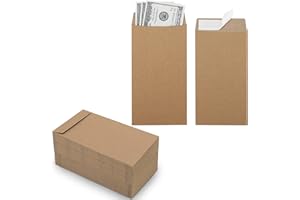 KEKETER 100 Pack Cash Envelopes Self adhesive 6.7x3.5 Inch, Fit for Envelope Money Saving Challenge, Kraft Paper 120 GSM Thick Money Envelopes for Cash, Budgeting, Cash Tips, Check, Coin & Tickets