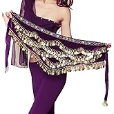 Women Belly Dance Hip Scarf with Coins