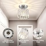 ZYDTRIP Small Crystal Ceiling Light Silver Modern LED Fixture 5.9x5.9 in view 5