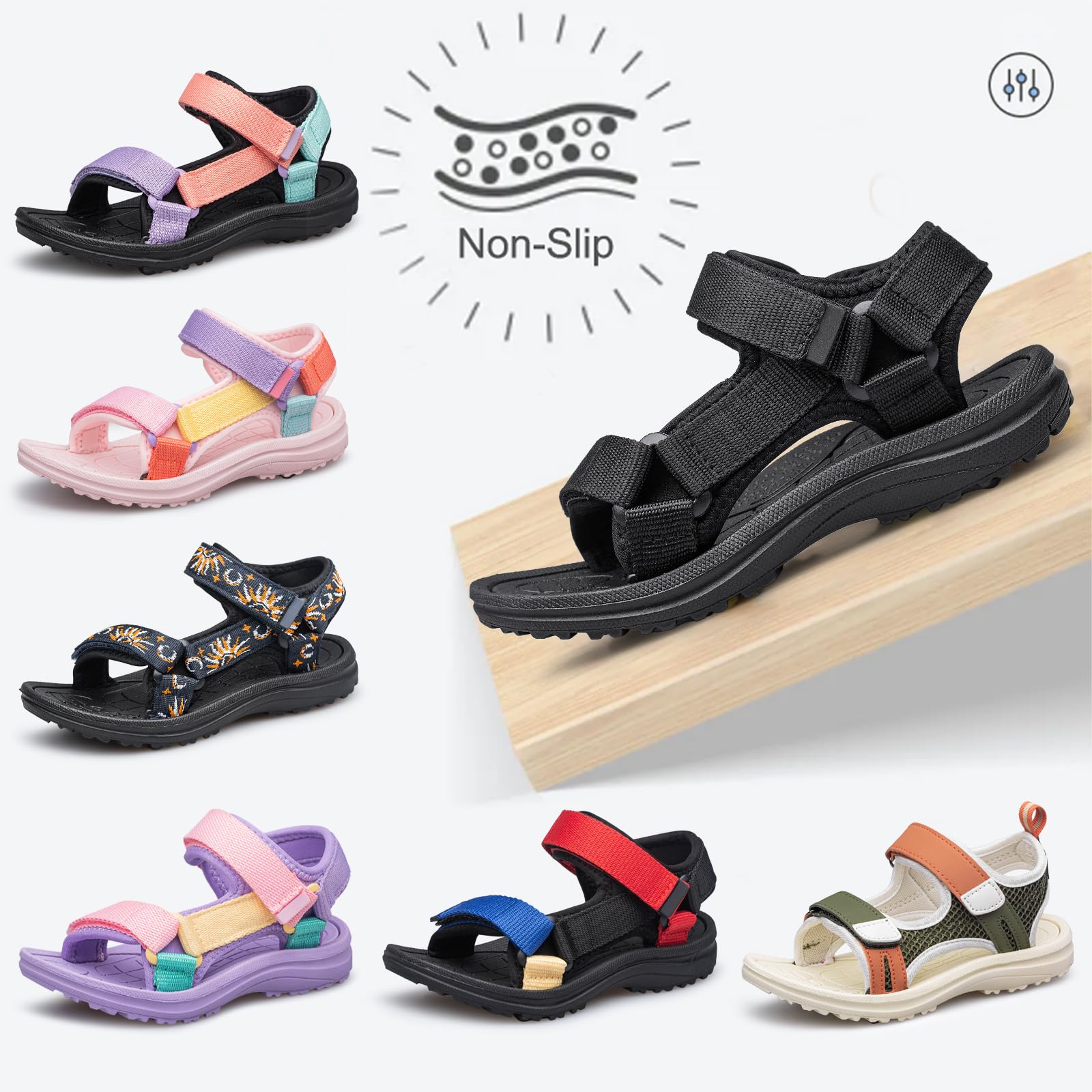 vibdiv Boys Girls Sandals Open-Toe Summer Outdoor Unisex Child Sport Sandals Athletic Lightweight(Toddler/Little Kid/Big Kid)