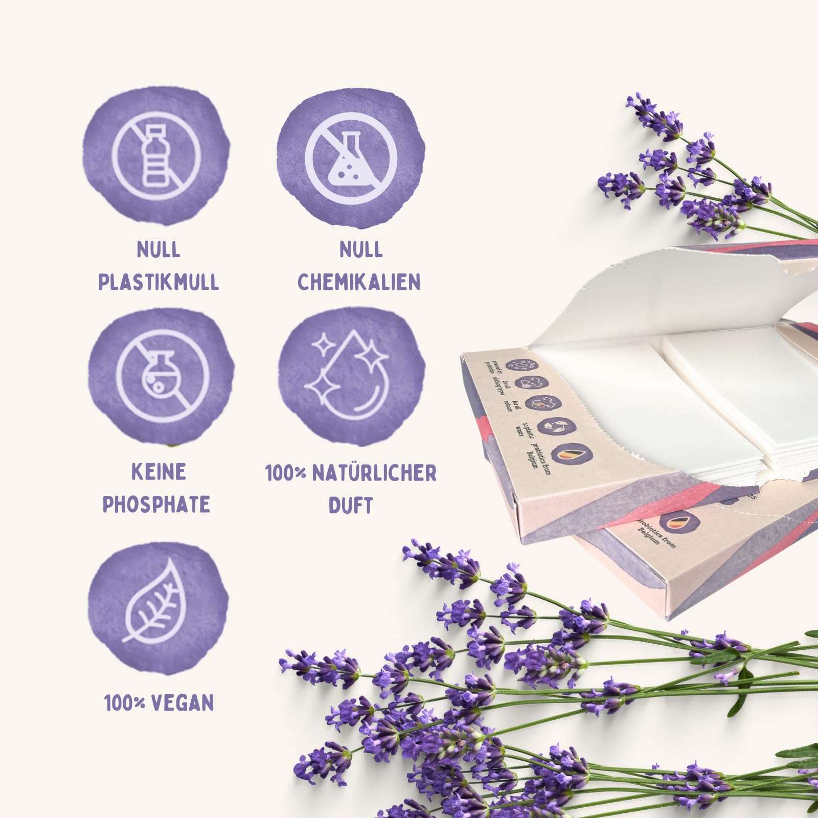 YOKUU Probiotische Reisewaschmittel Blätter | 64 Ladungen | Lavendel | Ökologische Waschblätter Schwarze & Weiße Wäsche | Ultra-Konzentriert, Vordosiert & Wasserlöslich 4