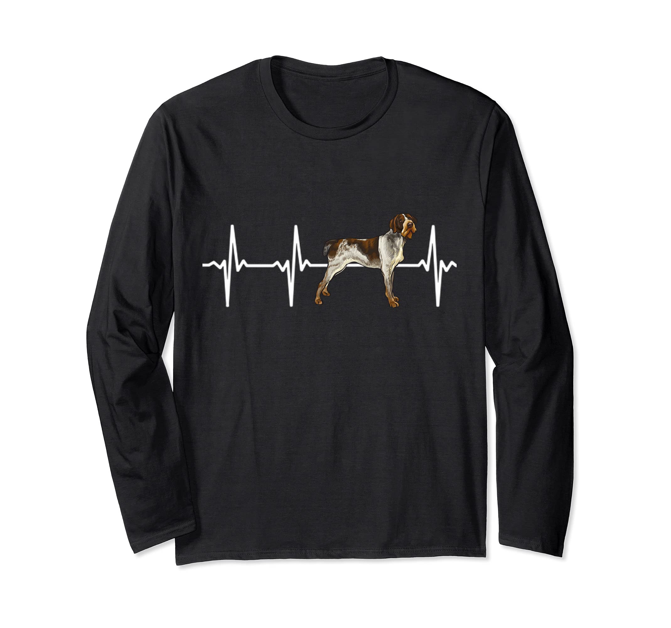 German Wirehaired Pointer Heartbeat Love My Dog Long Sleeve T-Shirt