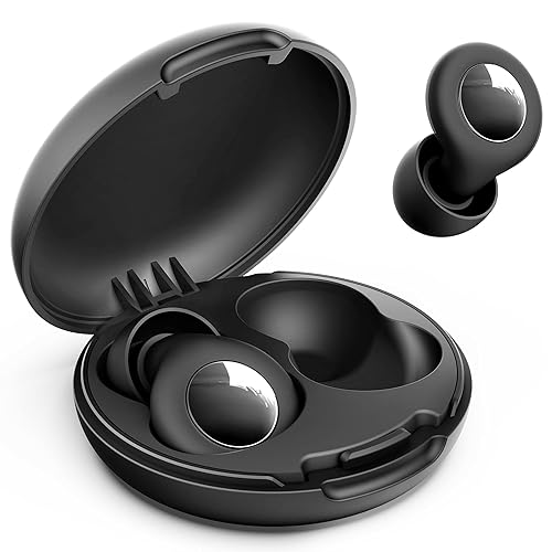 KAUGIC Ear Plugs for Sleep, Noise Cancelling Silicone Earplugs for Sleeping, Soft Reusable Ear Plugs for Noise Sensitivity, Concert, Travel with 8 Tips in XS/S/M/L & Storage Case - Black