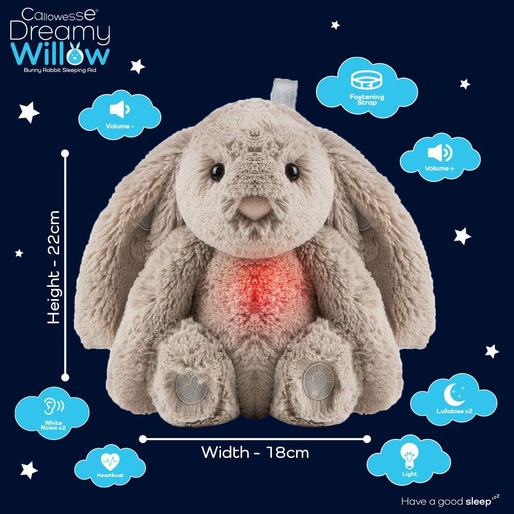 Callowesse Dreamy Willow Bunny Baby Sleep Aid with Smart Cry Sensor - 6 Comforting Sounds and Soft Glow Night Light - Image 3