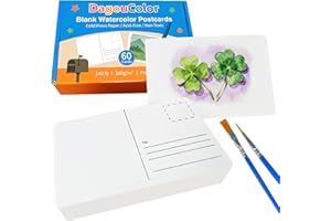 DagouColor Blank Watercolour Paper Postcards, 60 Cards, 4"x6", 140lb/300gsm, Bulk Note Cards for Watercolor Journal, Acid-Fre