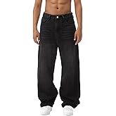 EMMIOL Baggy Jeans Men Wide Leg,Y2k Hip Hop Skater Denim Cargo Pants Casual Loose Fit,Relaxed Long Trousers