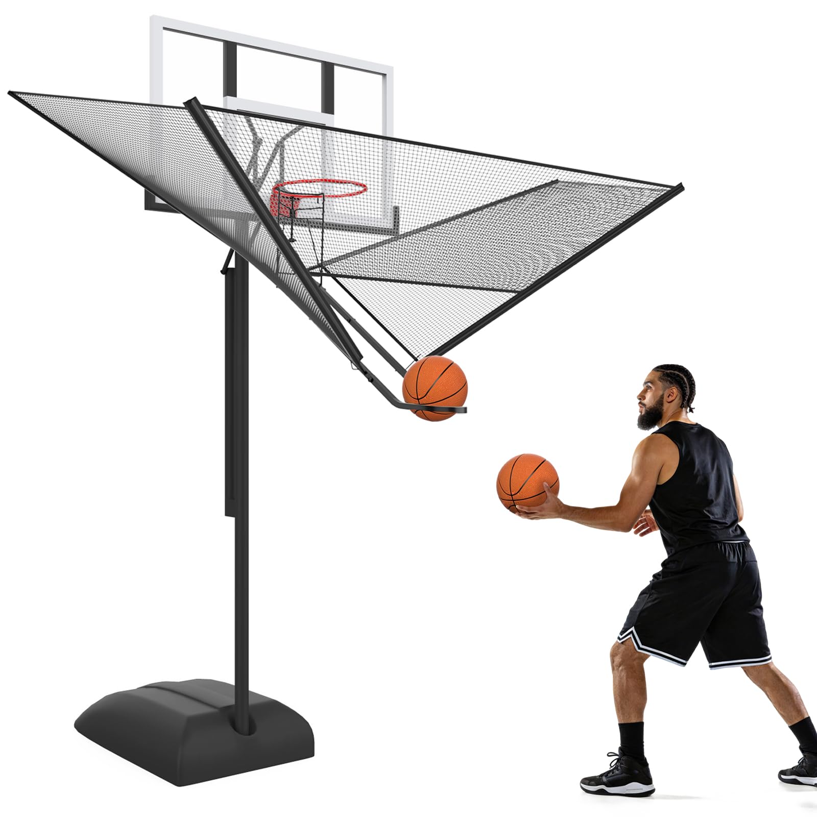 Photo 1 of Upgrade Basketball Shot Trainer with Net Return Attachment, Heavy Duty Basketball Rebounder Ball Return for Basketball Hoop fit 18" Basketball Rim for Outdoor Indoor