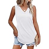 OFEEFAN Womens Tank Tops 2025 Loose Fit Casual V Neck Shirts Flowy Sleeveless Summer Tops