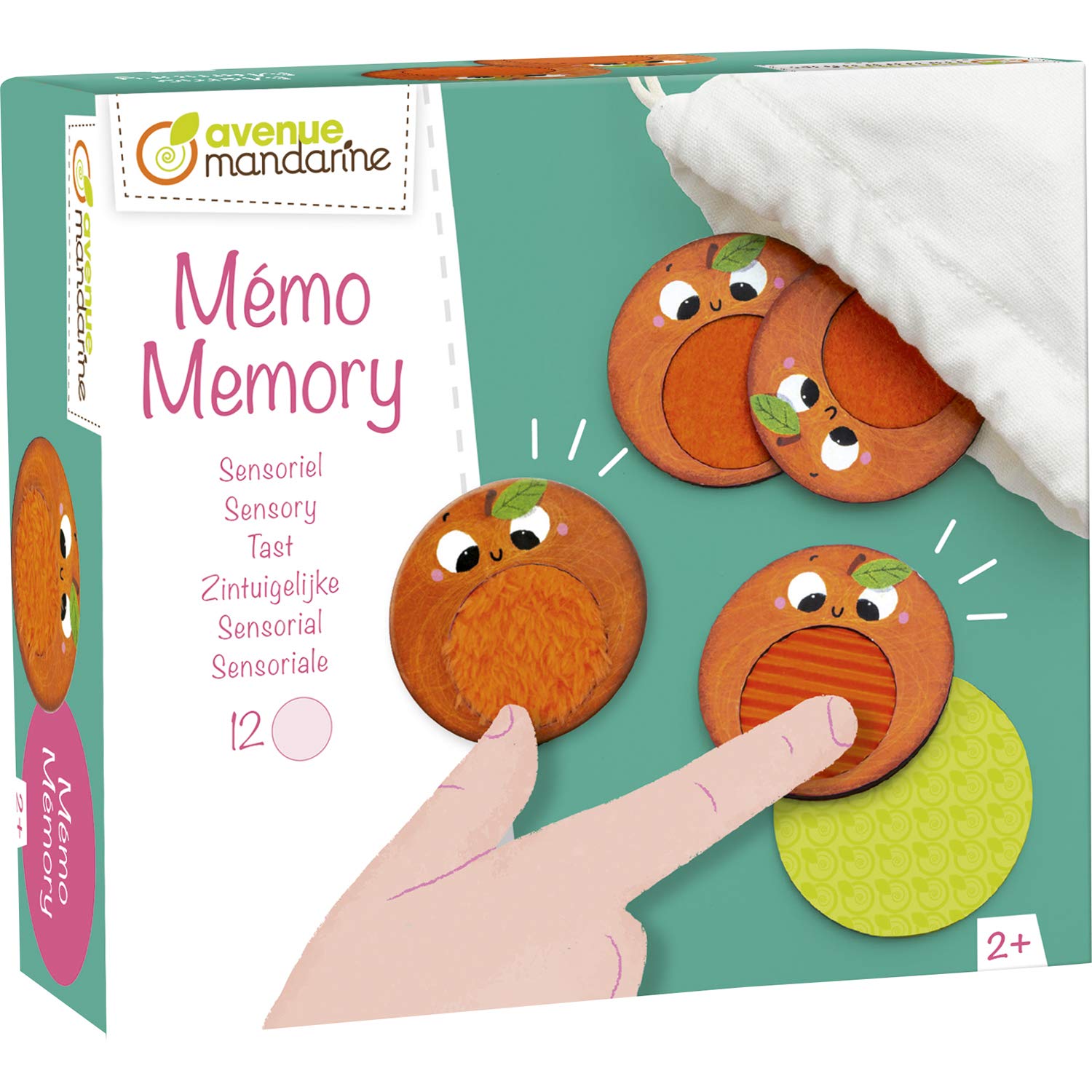 Avenue Mandarine - Ref JE524C - Children's Sensory Memory Game - Ideal for Developing Sense of Touch - 12 Textured Pieces, Carrying Bag, Suitable for Ages 2+