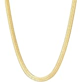 Fiusem Gold Plated Necklace for Women, 14K Gold Plated Herringbone Chain Necklaces, Snake Choker Chain for Women