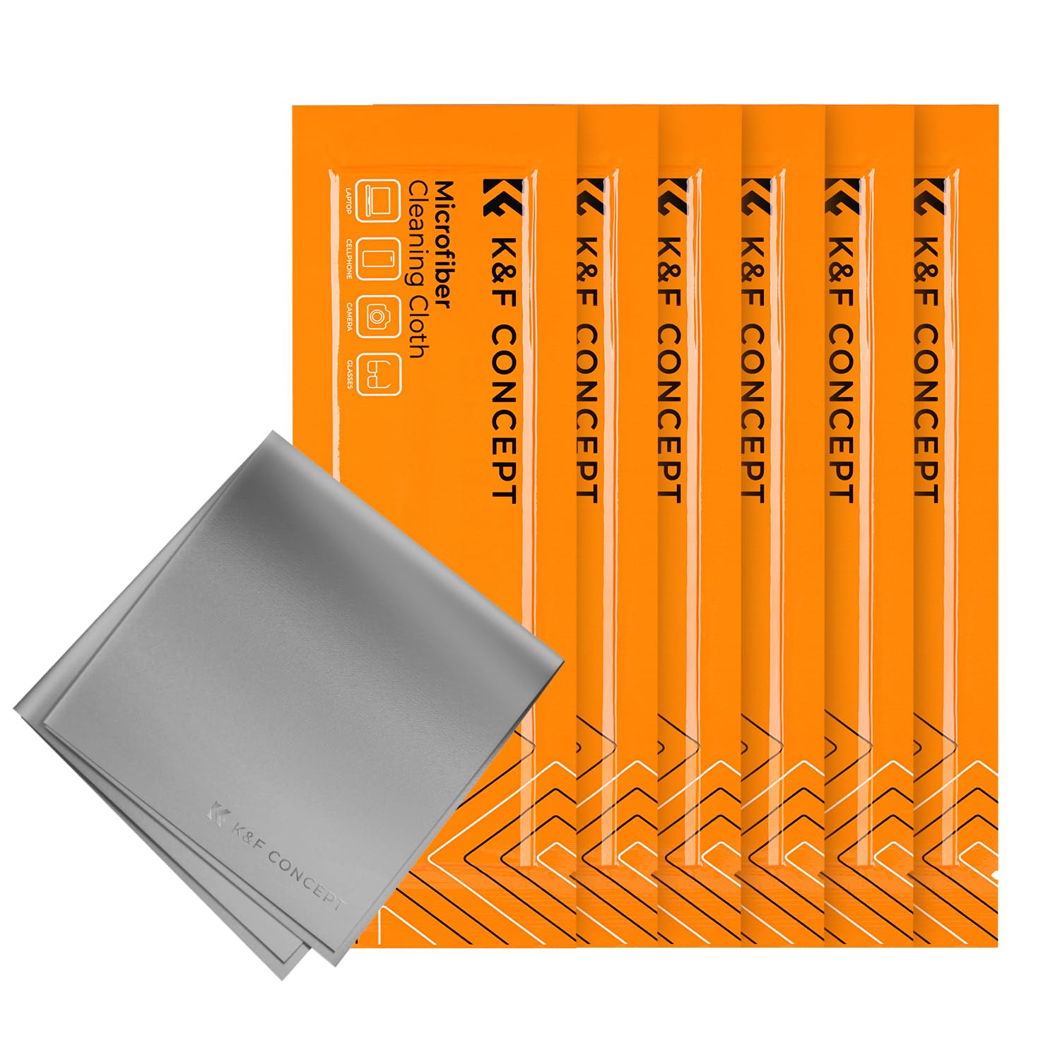 K&F CONCEPT Microfiber Cleaning Cloths - 6 Pack Lens Cleaning Cloth for Cleaning Camera Lenses, Glasses, Screens, Cameras, Eyeglasses, Tablets... Washable, Grey…