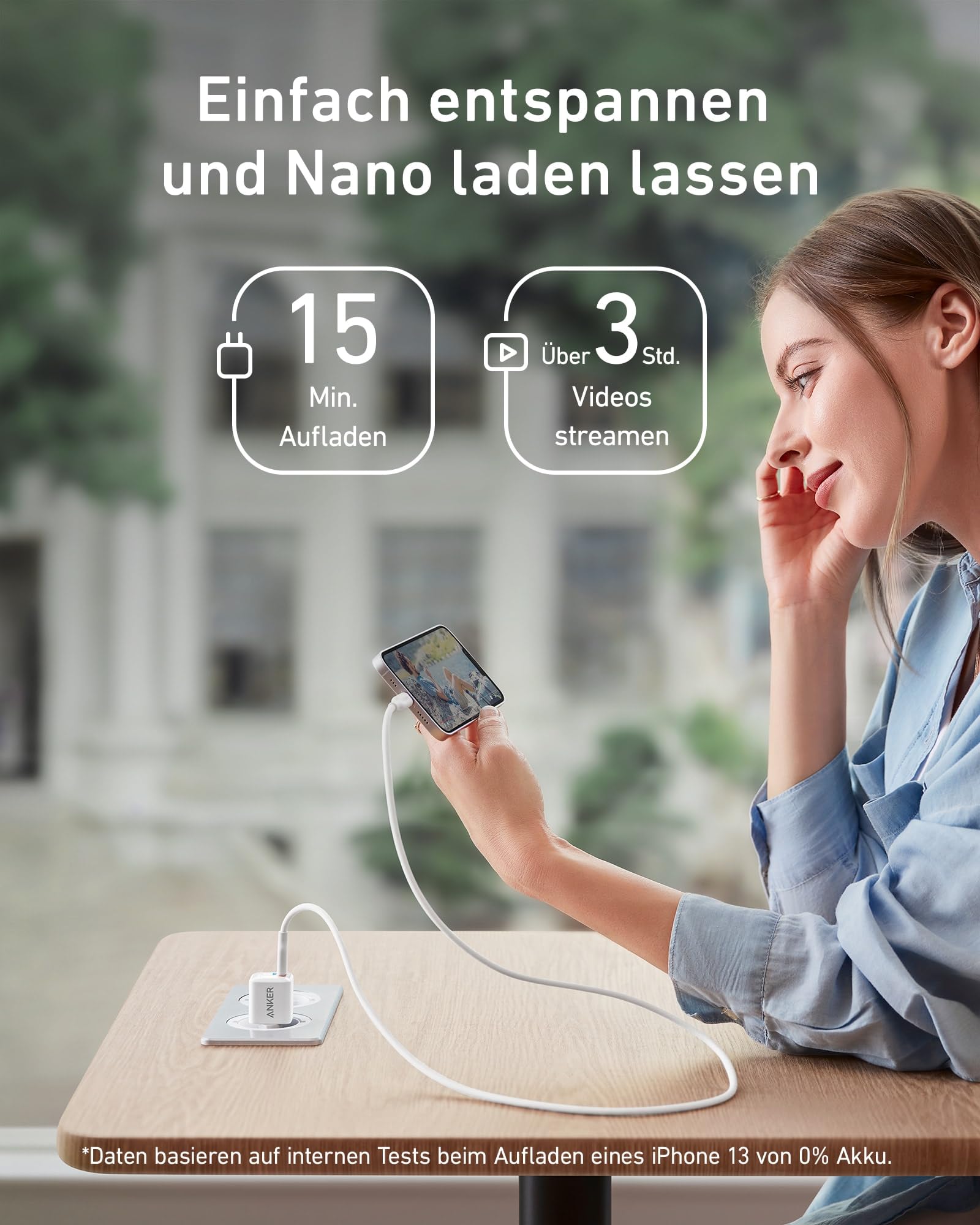 USB C Ladegerät 20W, Anker 511 Ladegerät (Nano), PIQ 3.0 robustes kompaktes Schnellladegerät mit 180cm USB C Kabel, für iPhone 16 / 15 / iPad Pro 3