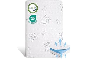 ESJAYING Pack and Play Mattress Pad, 38“ x 26” Gel Memory Foam Pack N Play Mattresses with Ultra-Soft Jacquard Cover, Portable Dual-Sided Baby Mattress for Pack n Play, Breathable & Machine Washable