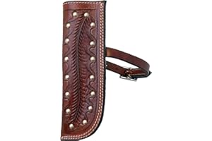 Equitem Feather Tooled Leather Flag Carrier for Saddle