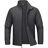 MAGCOMSEN Men's Fleece Lined Softshell Jacket Lightweight Waterproof Windbreaker Zip Up Winter Rain Coat Tactical Hiking